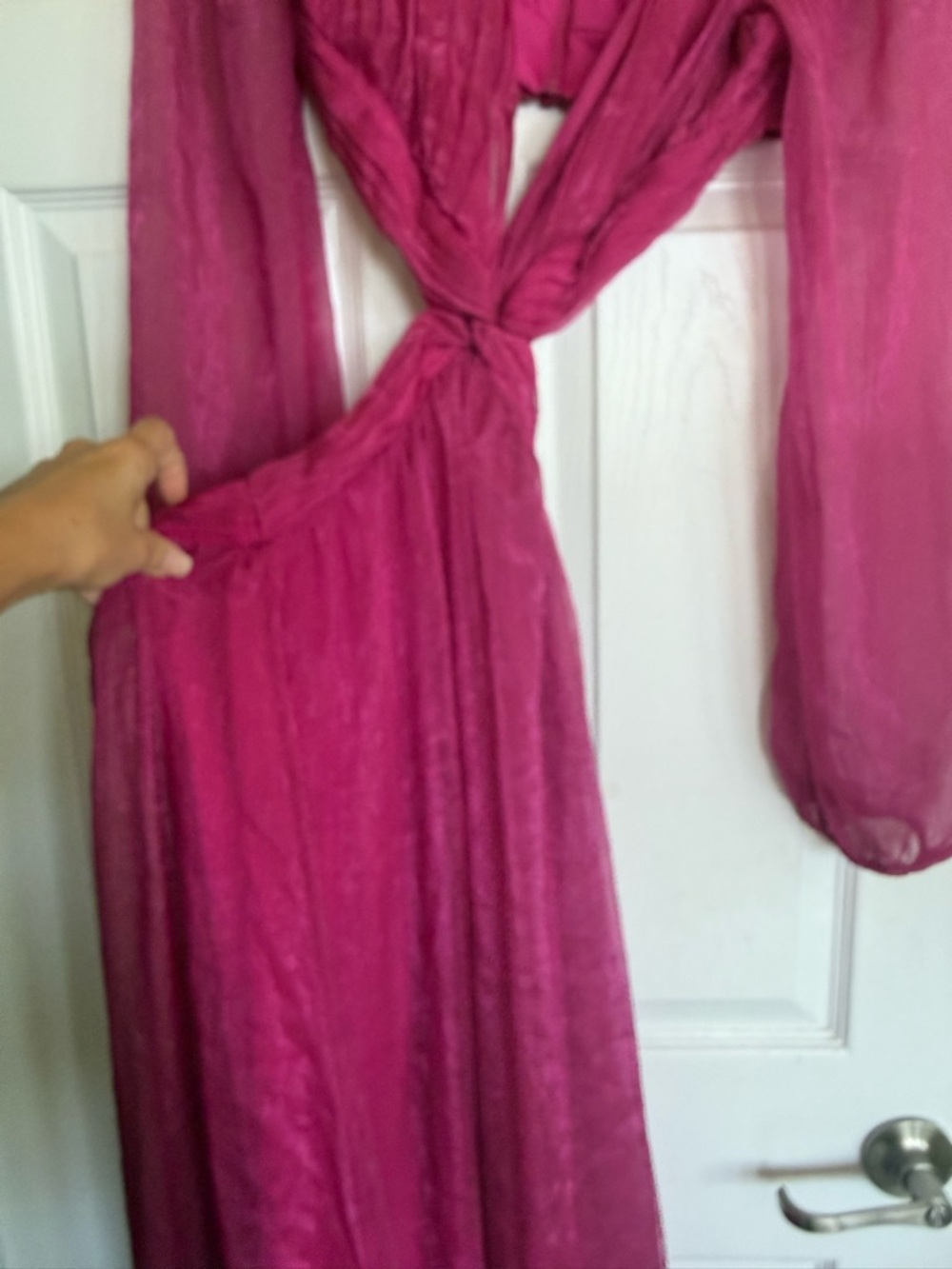 VICI Fuchsia Long Sleeve Cutout Maxi Dress - Picture 6 of 9